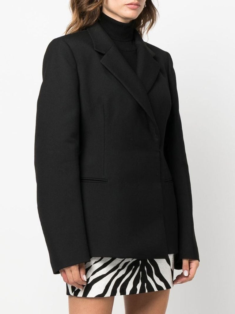 Black Double-breasted Virgin Wool Blazer