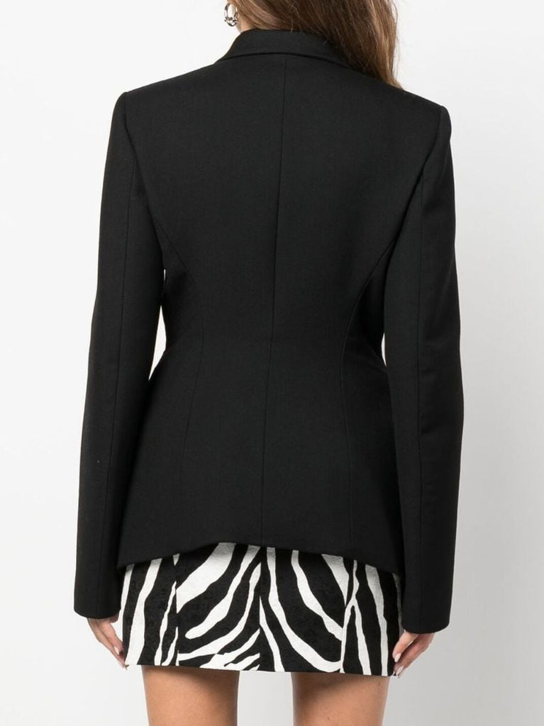 Black Double-breasted Virgin Wool Blazer