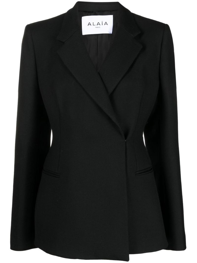 Black Double-breasted Virgin Wool Blazer