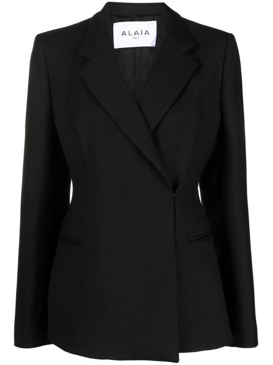 Black Double-breasted Virgin Wool Blazer
