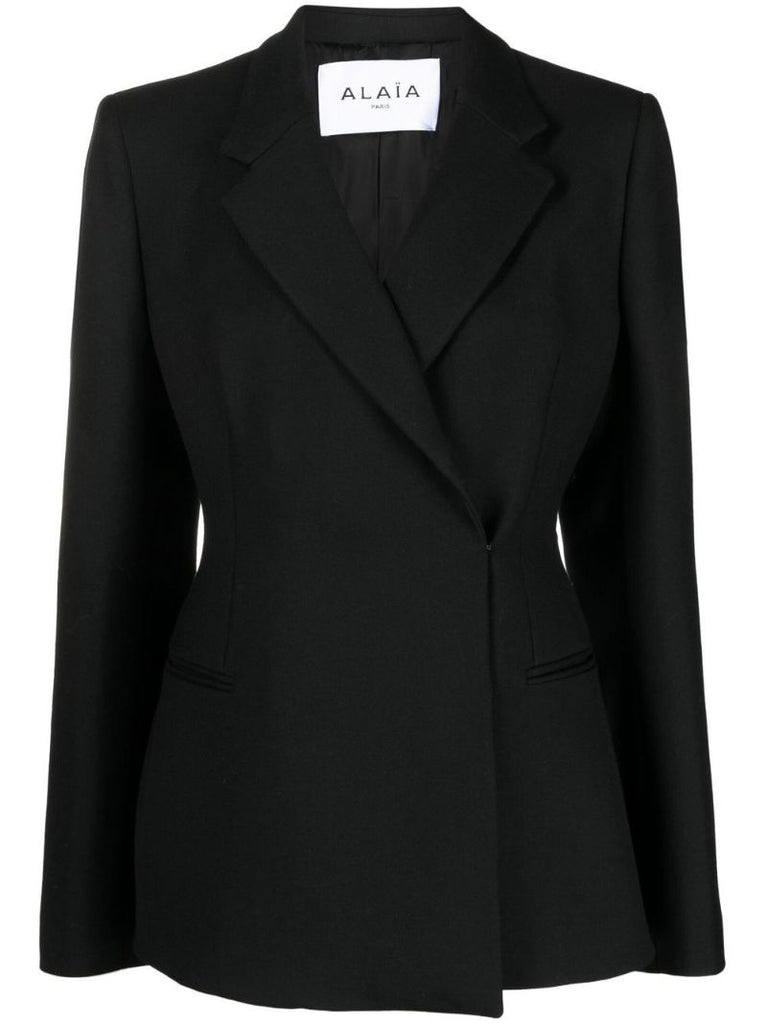 Black Double-breasted Virgin Wool Blazer