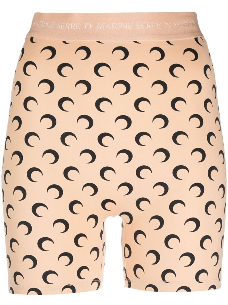 Neutral Moon Print Cycling Shorts