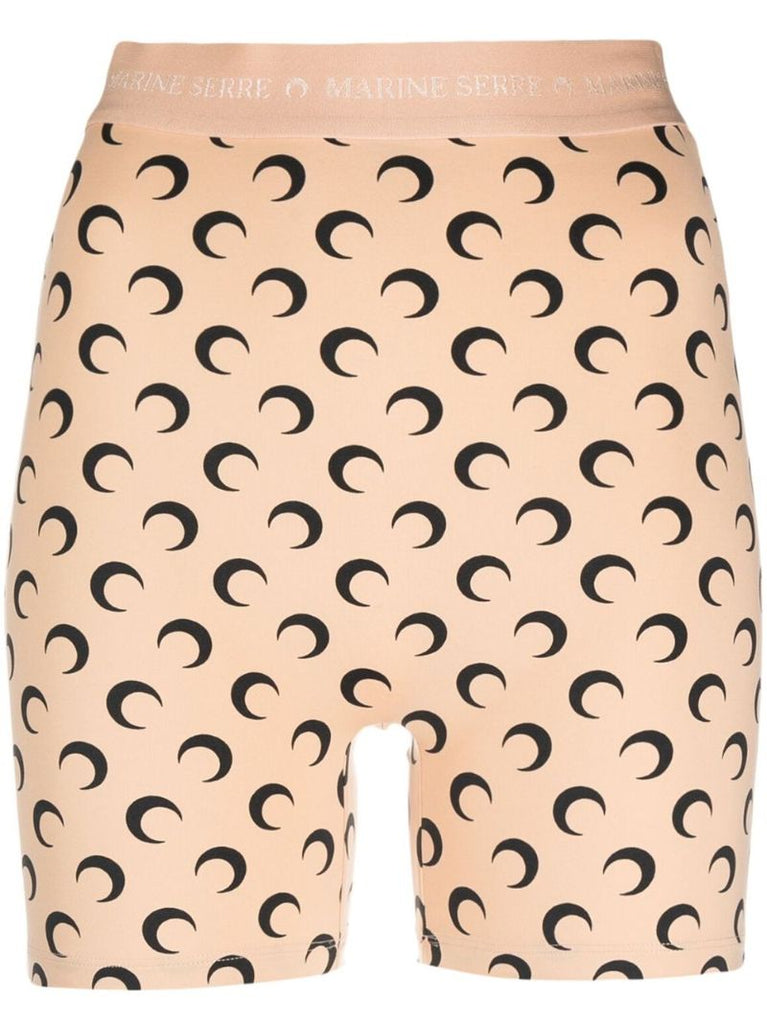 Neutral Moon Print Cycling Shorts