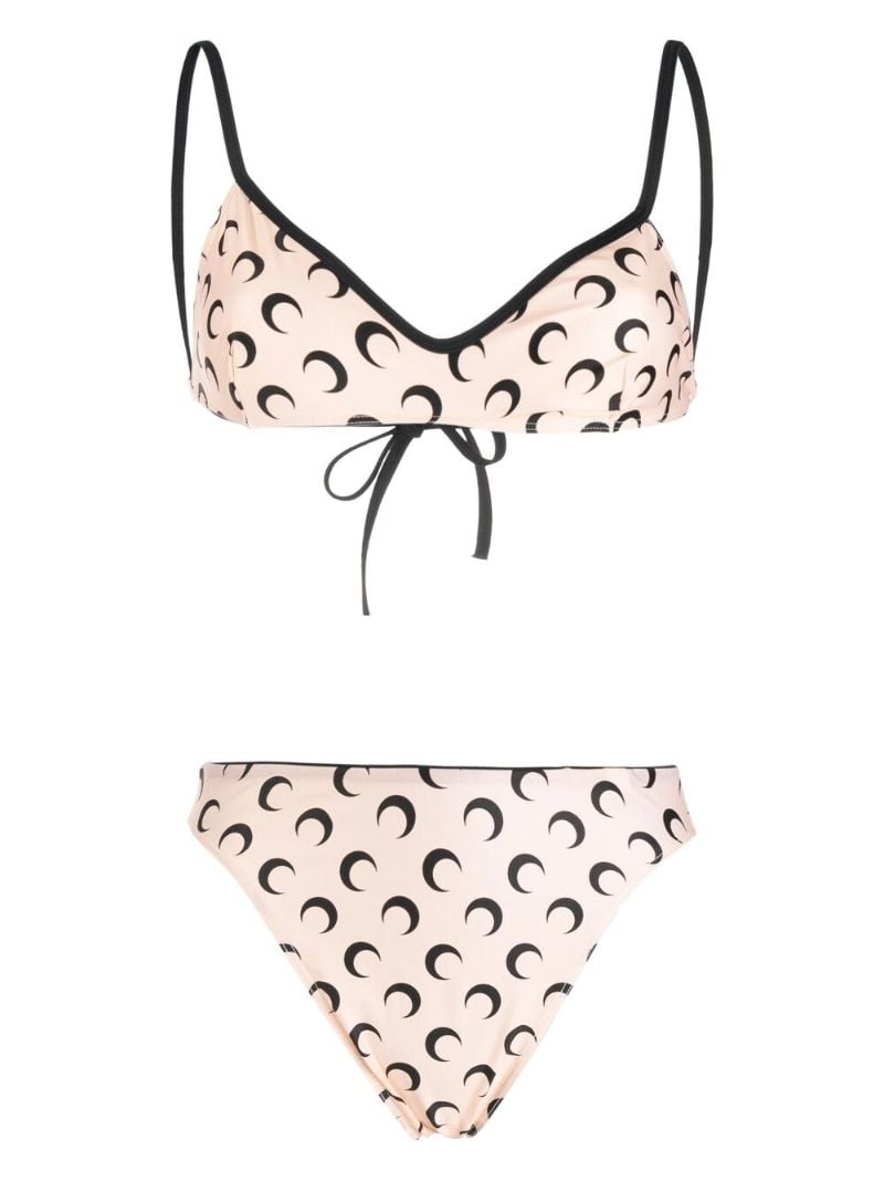 Neutral Crescent Moon Print Bikini