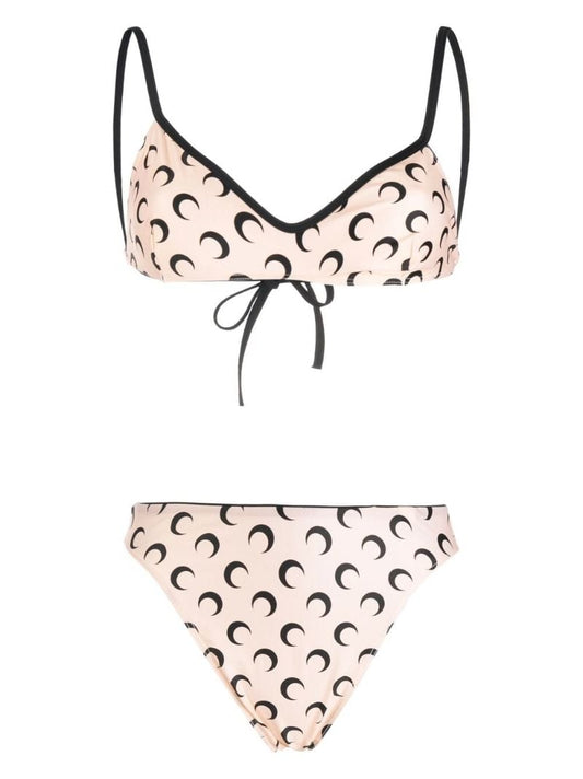 Neutral Crescent Moon Print Bikini