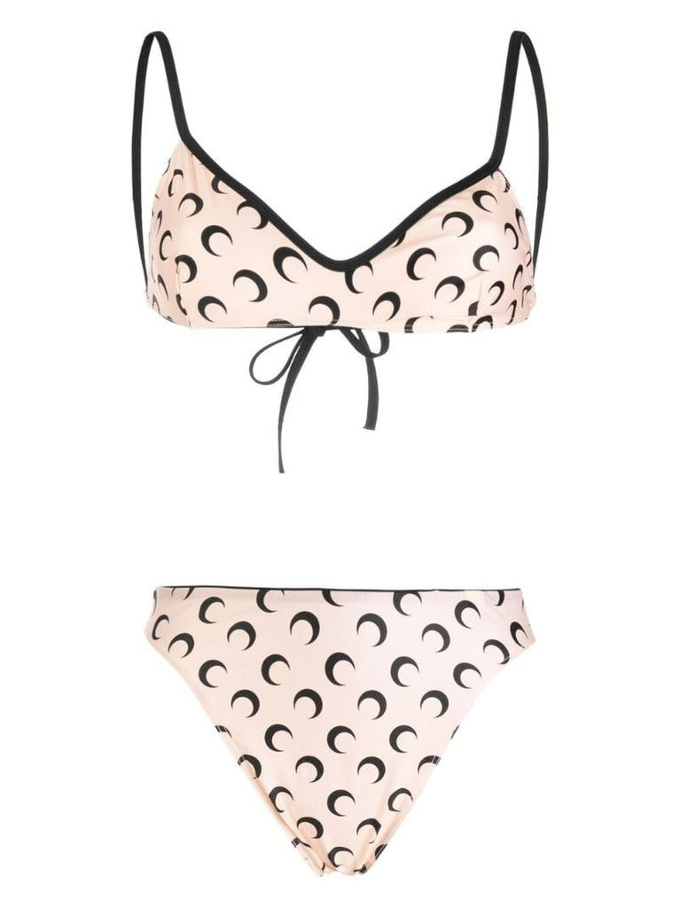 Neutral Crescent Moon Print Bikini