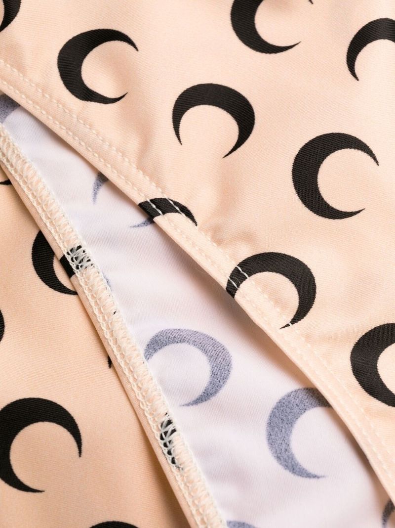 Neutral Crescent Moon Print Bikini