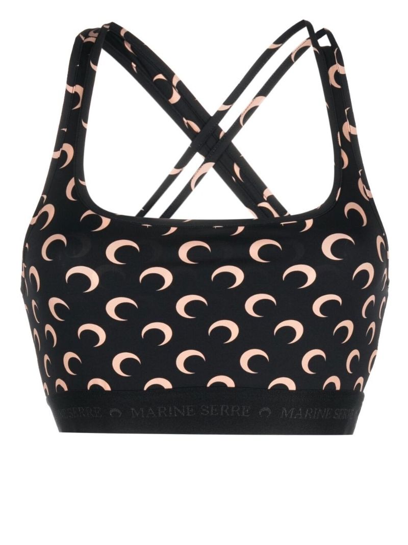Black All Over Moon Cropped Top