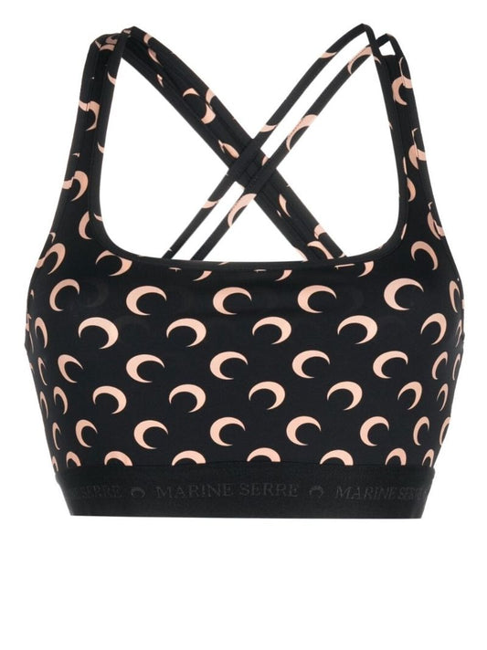 Black All Over Moon Cropped Top