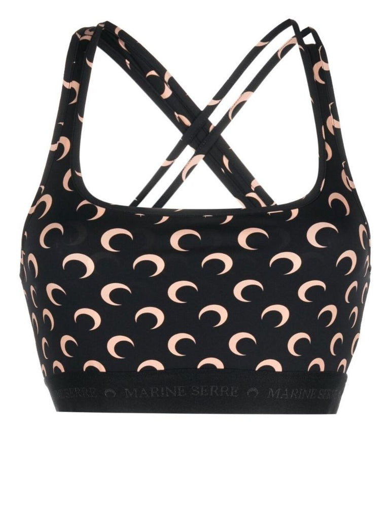 Black All Over Moon Cropped Top