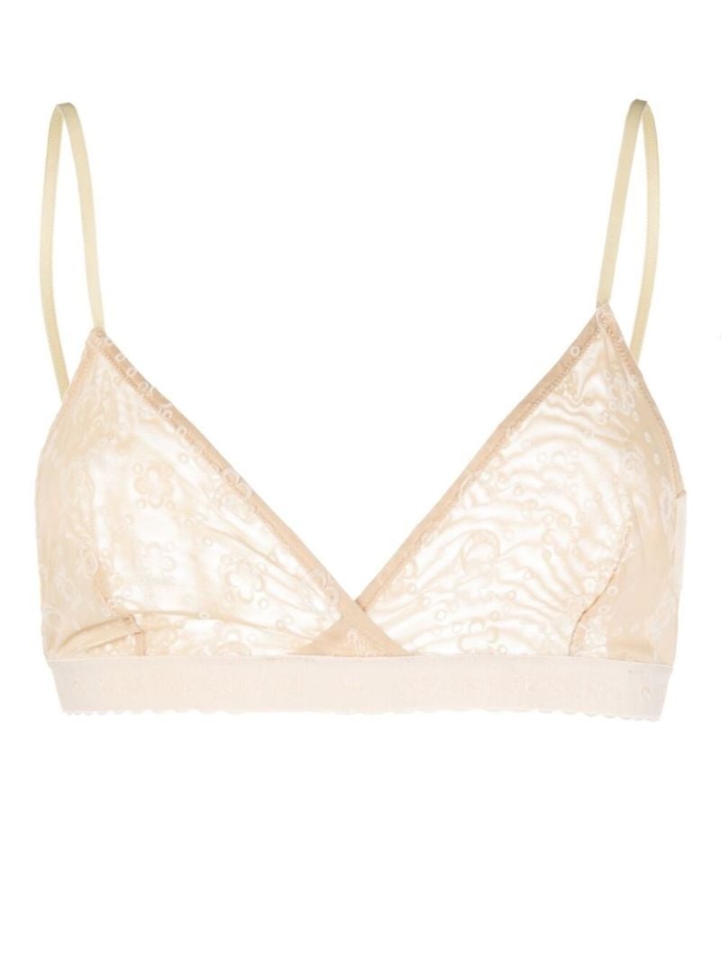 Neutral Flocked Mesh Bralette