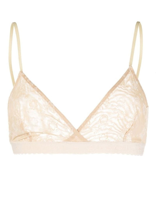 Neutral Flocked Mesh Bralette