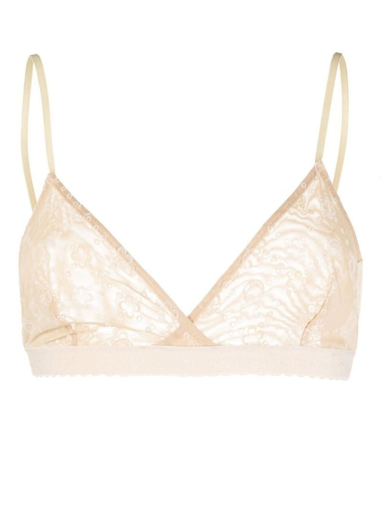 Neutral Flocked Mesh Bralette