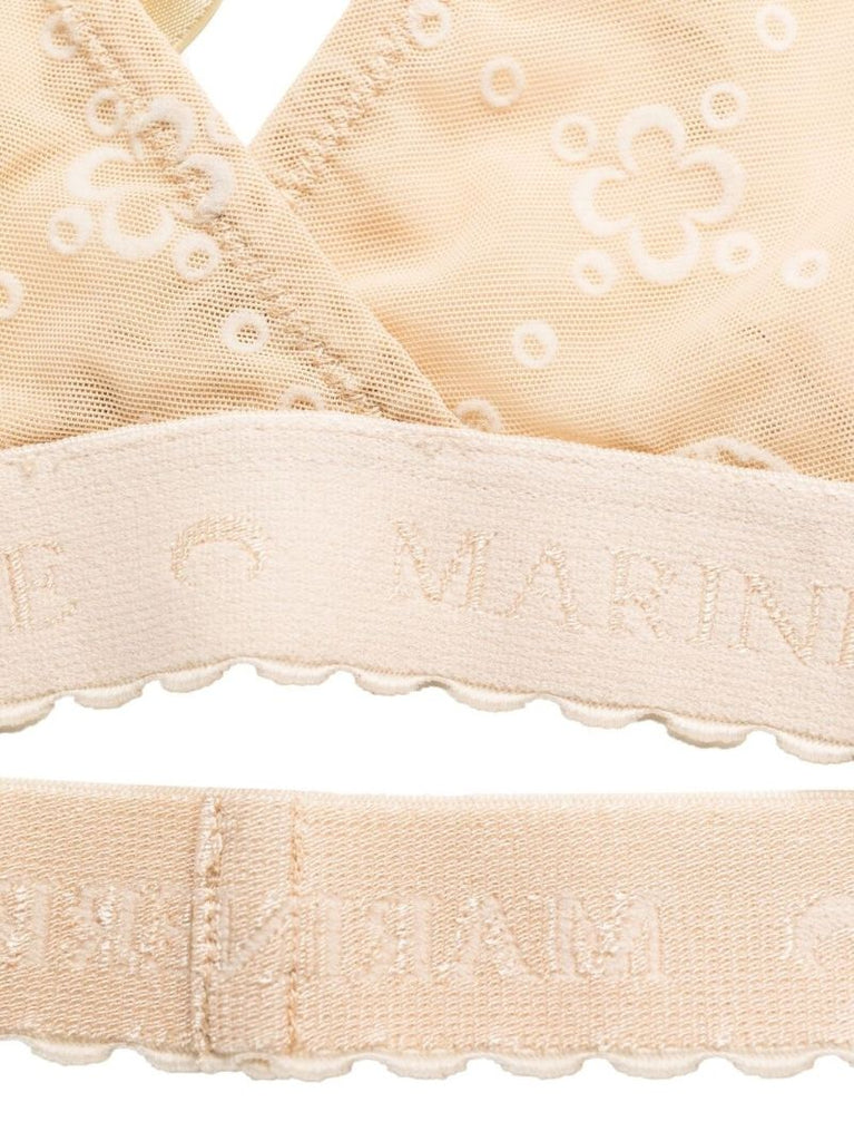 Neutral Flocked Mesh Bralette