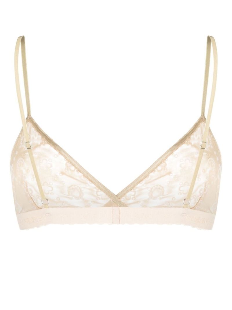 Neutral Flocked Mesh Bralette