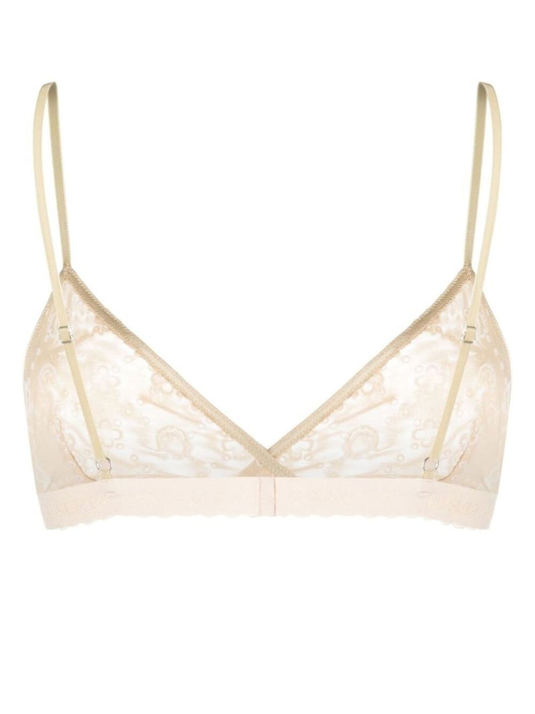 Neutral Flocked Mesh Bralette