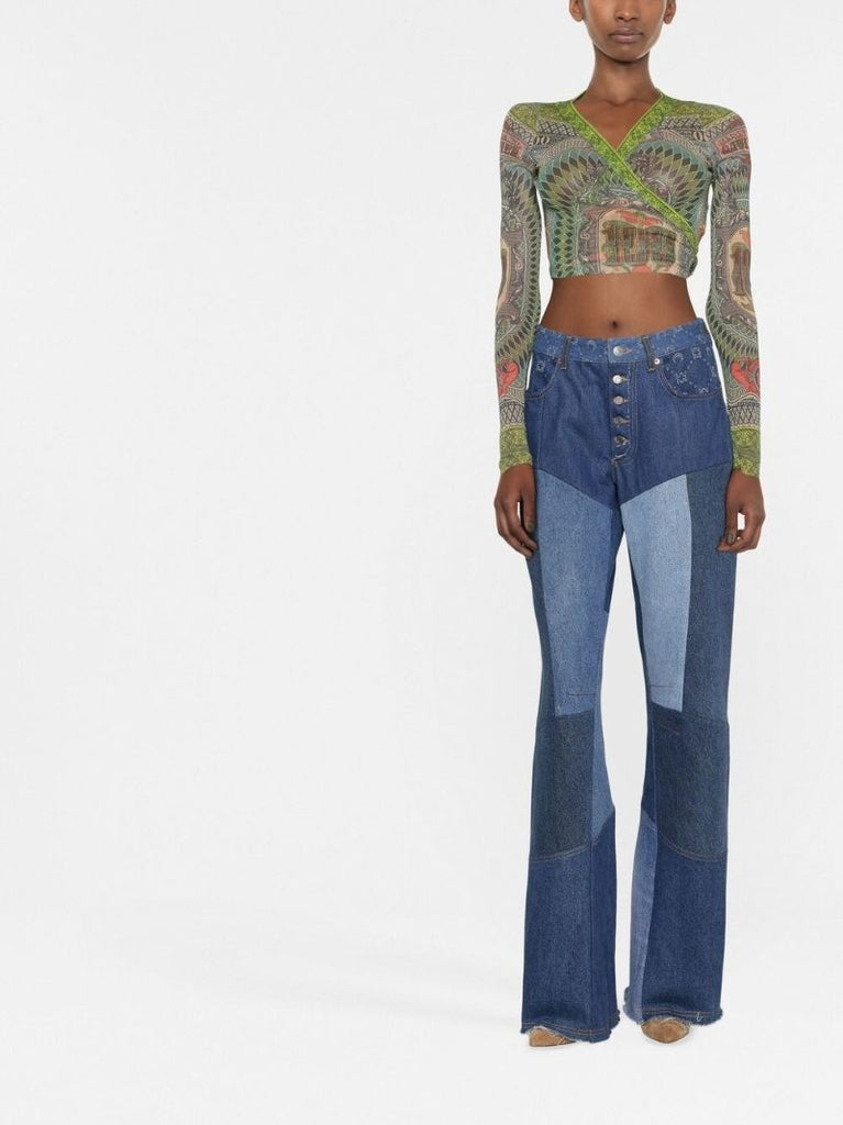 Blue Moonogram Wide-legged Jeans