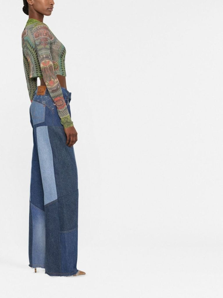 Blue Moonogram Wide-legged Jeans