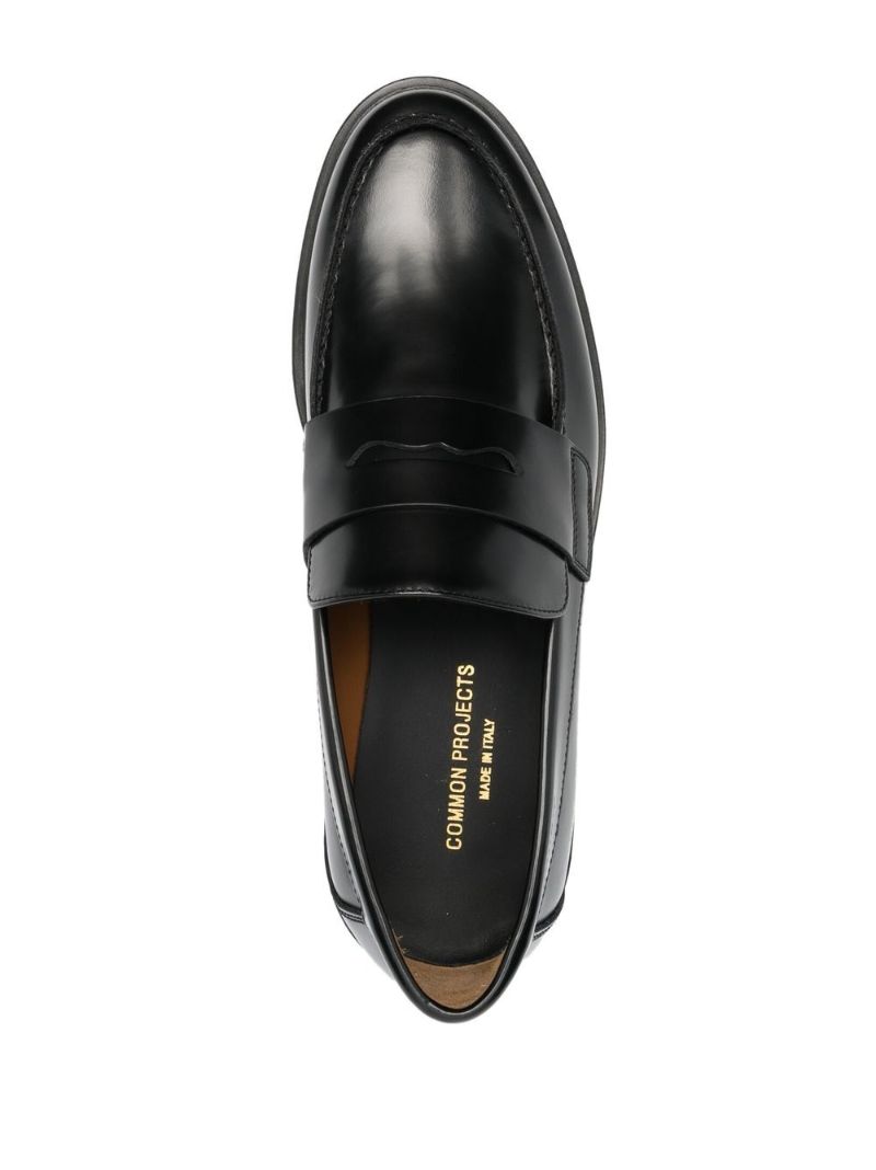 Black Leather Penny Loafers