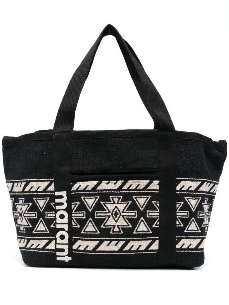 Black Darwen Jacquard Cotton Tote Bag