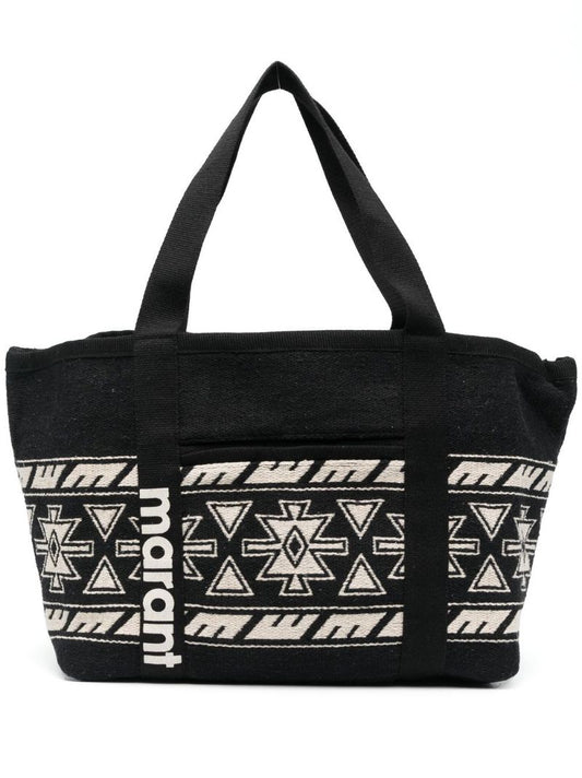 Black Darwen Jacquard Cotton Tote Bag