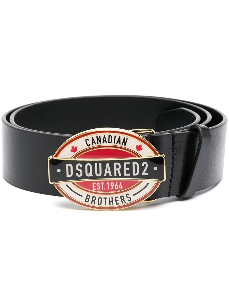 Black Logo-buckle Leather Belt
