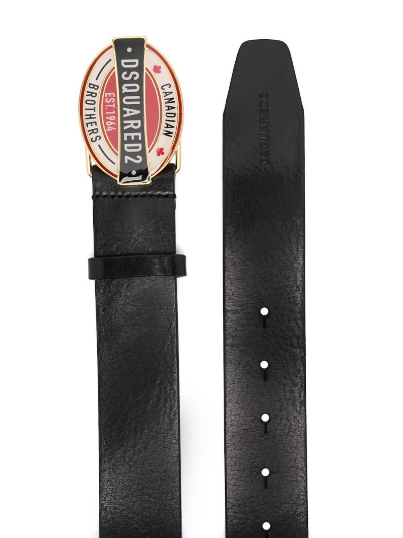 Black Logo-buckle Leather Belt