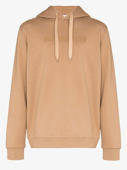 Brown Embossed Logo Print Cotton Hoodie