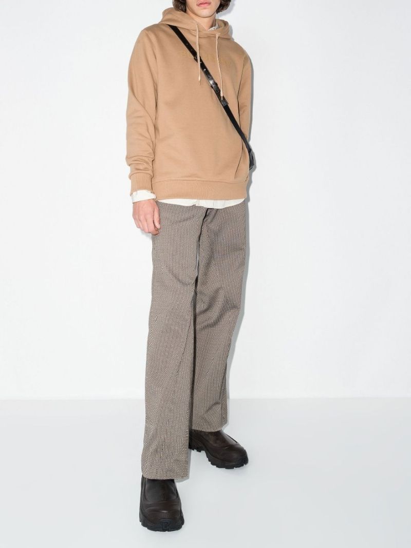 Brown Embossed Logo Print Cotton Hoodie