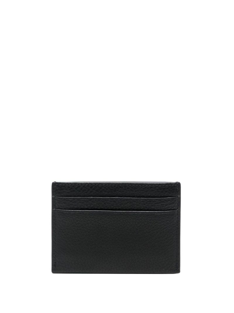 Black Logo Print Leather Card Holder