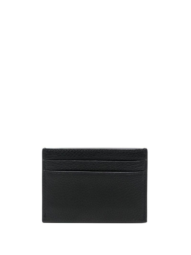 Black Logo Print Leather Card Holder