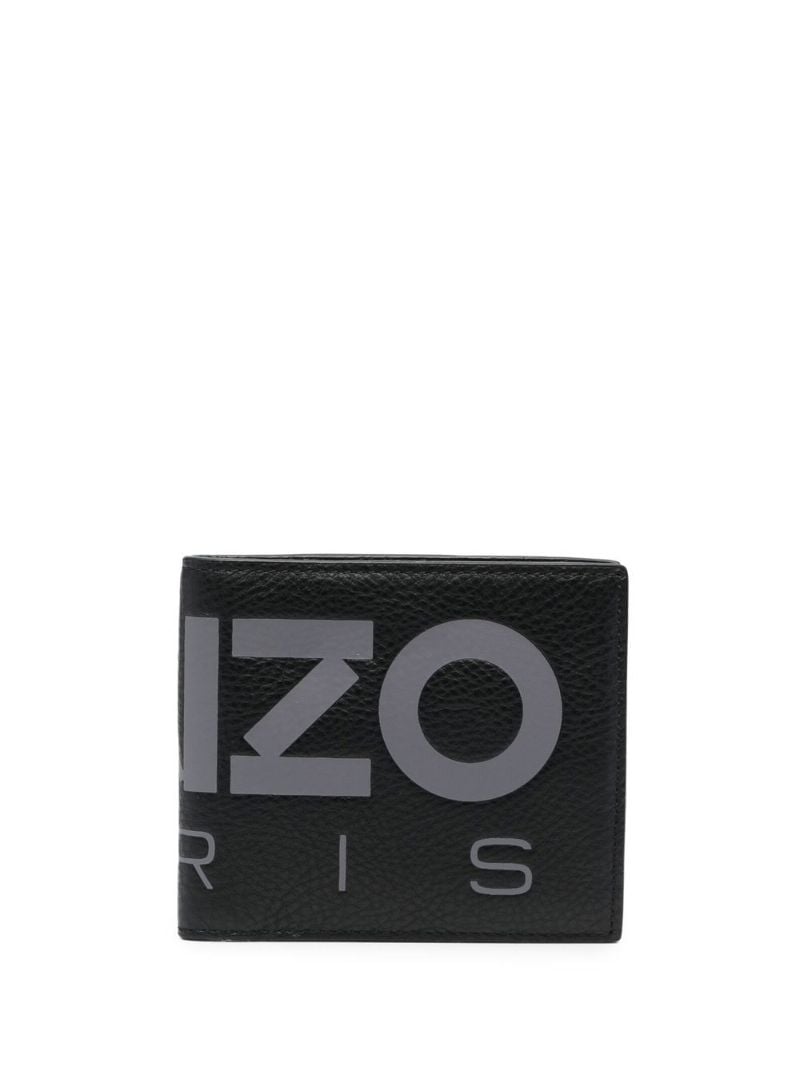 Black Logo Print Bifold Wallet