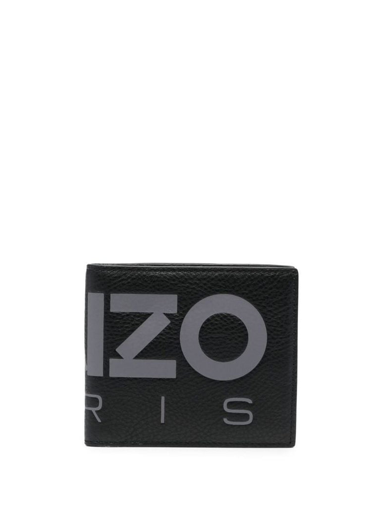 Black Logo Print Bifold Wallet