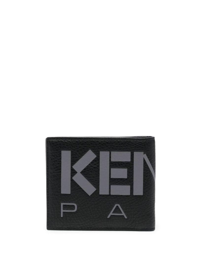 Black Logo Print Bifold Wallet