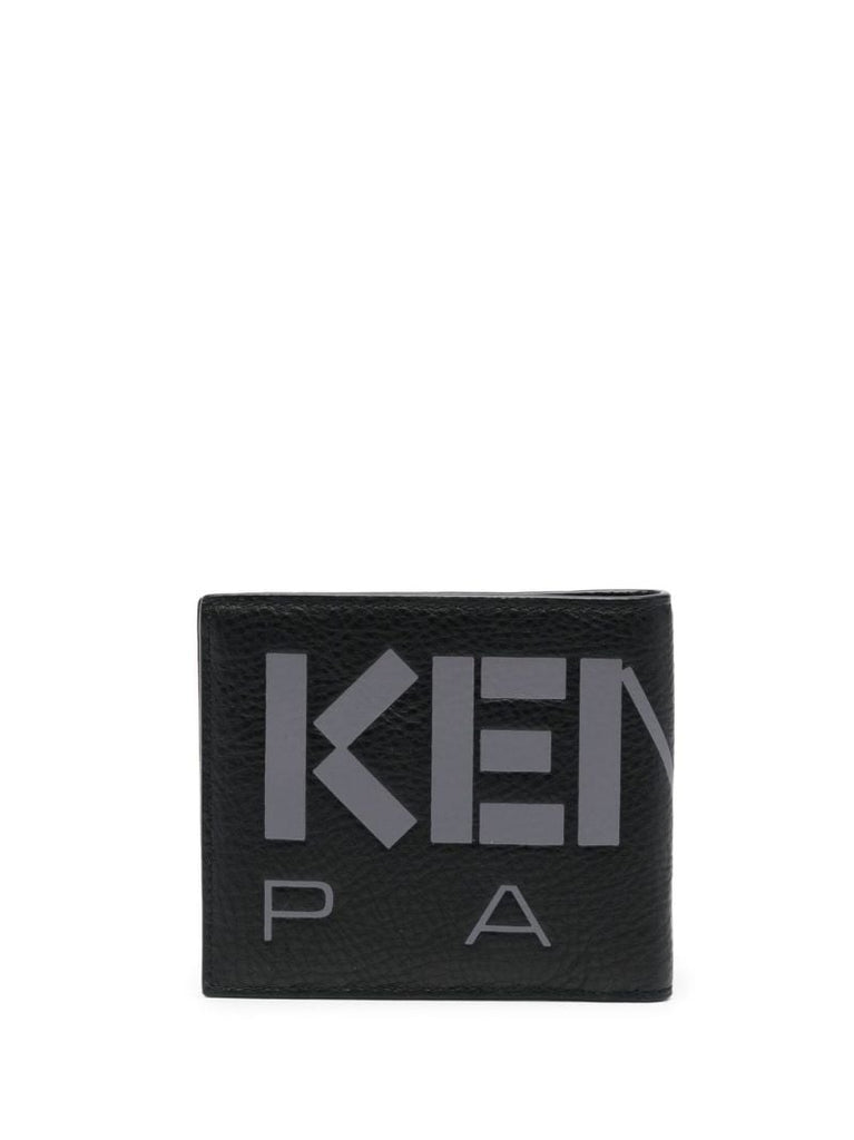 Black Logo Print Bifold Wallet