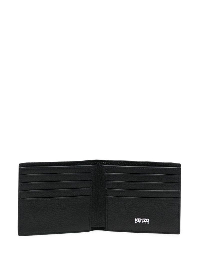 Black Logo Print Bifold Wallet