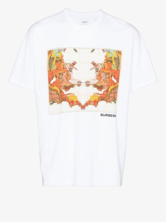 White Graphic Print Cotton T-shirt