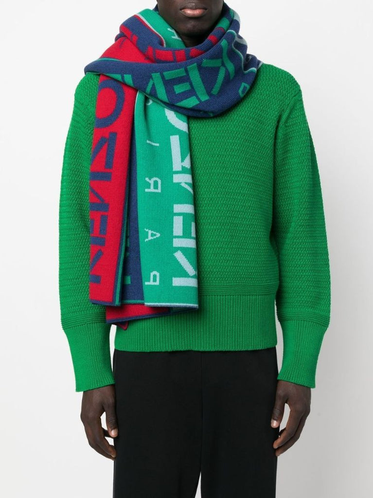 Blue Logo Wool Scarf