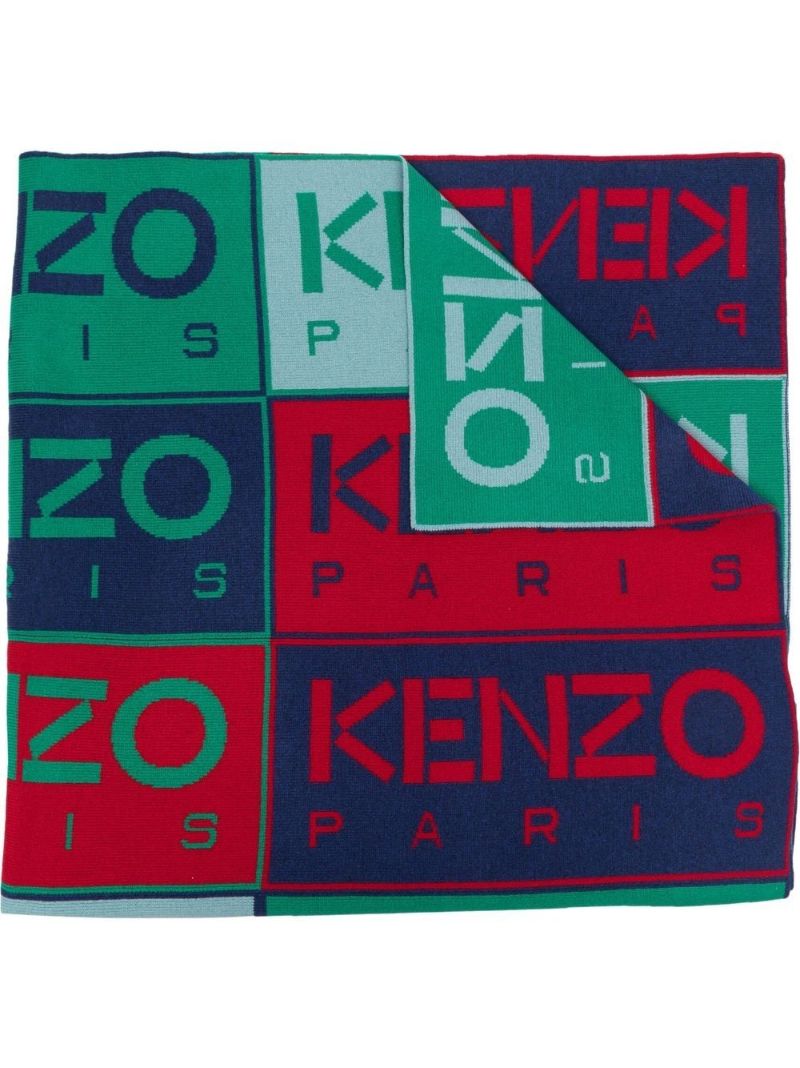Blue Logo Wool Scarf