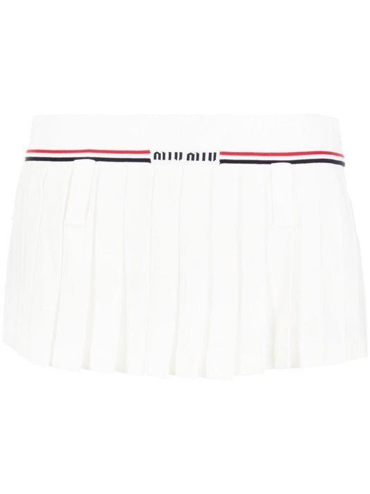 White Pleated Mini Skirt