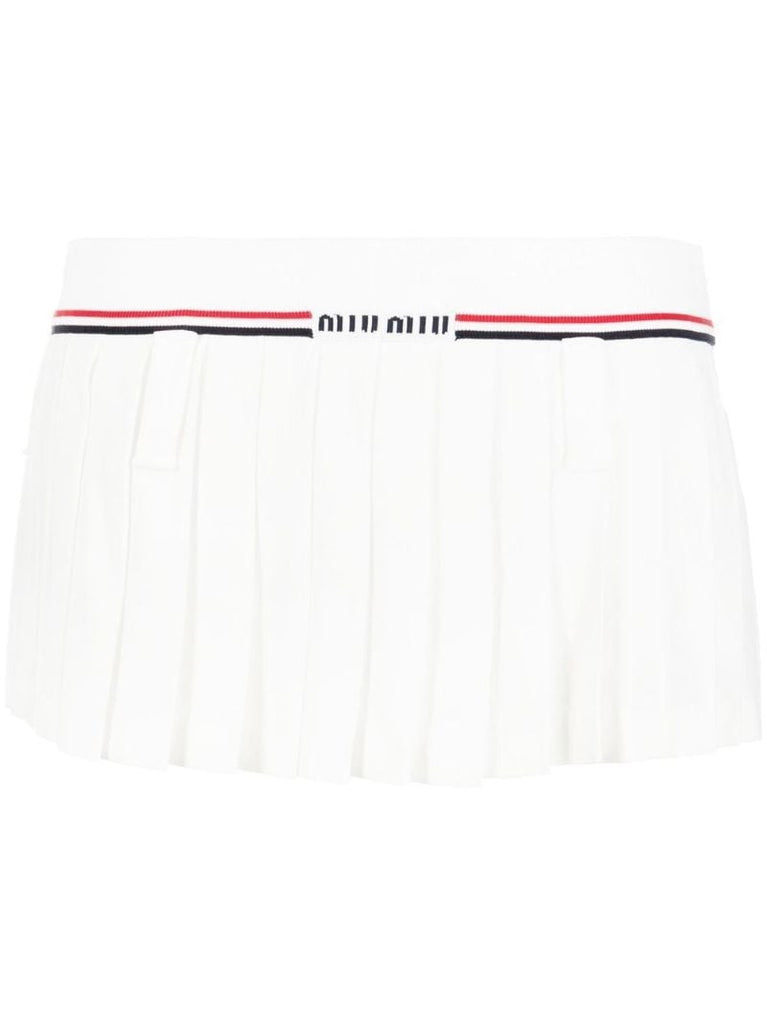 White Pleated Mini Skirt