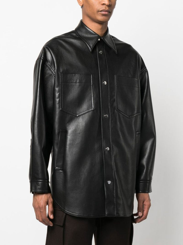 Black Faux Leather Shirt