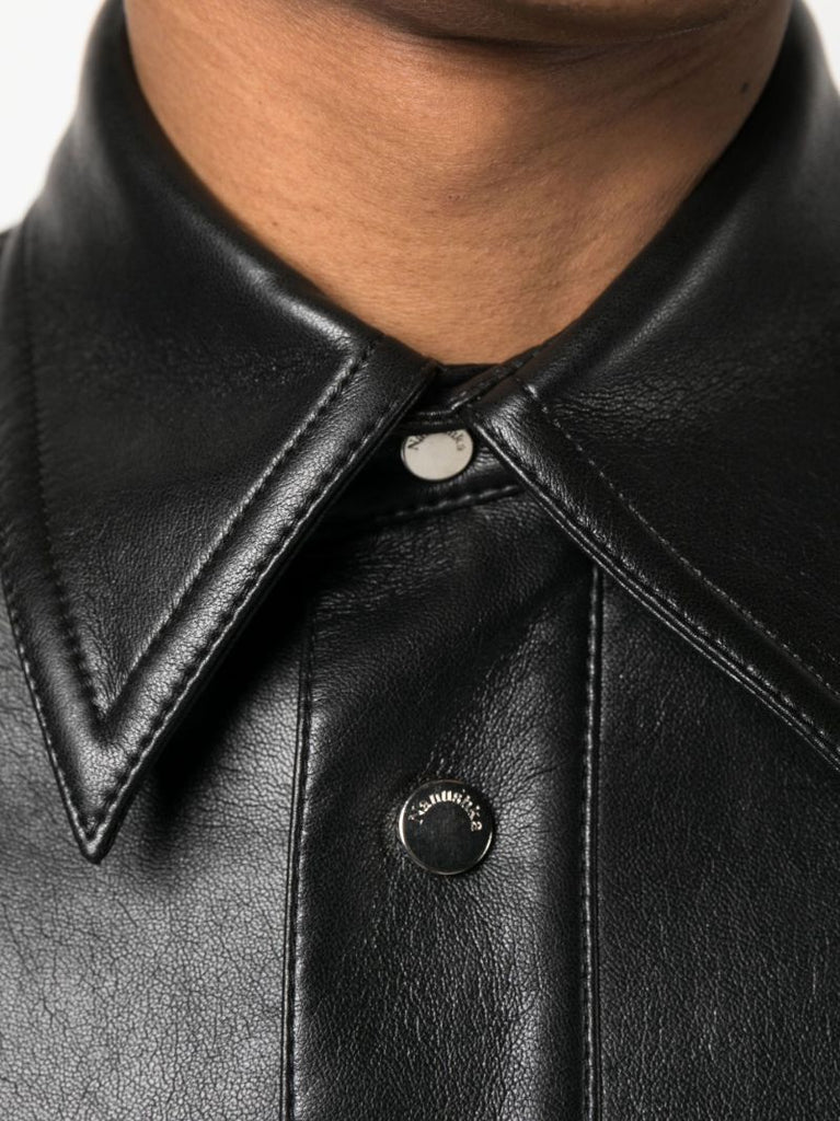 Black Faux Leather Shirt