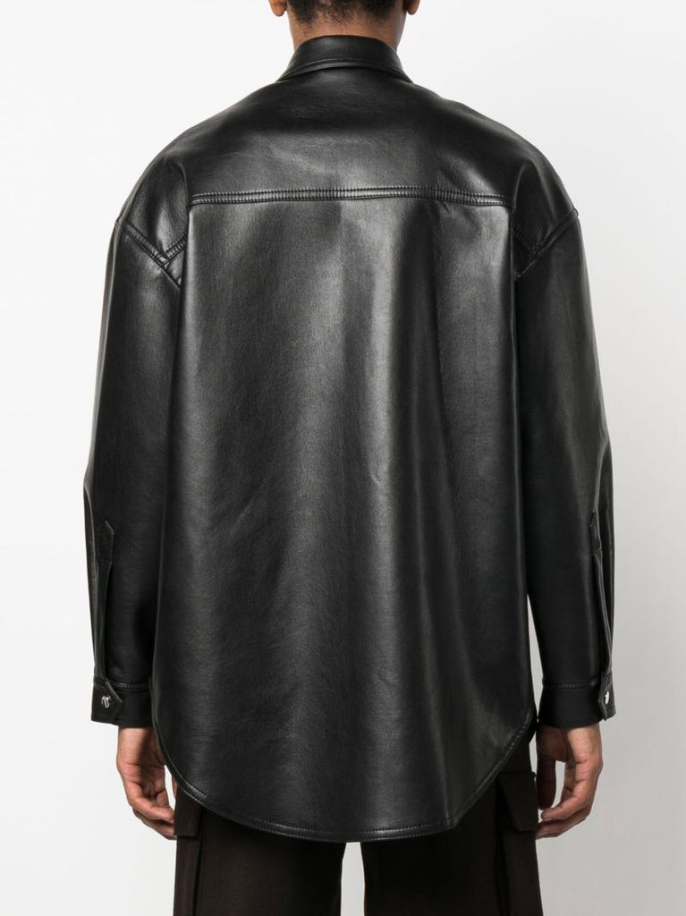 Black Faux Leather Shirt