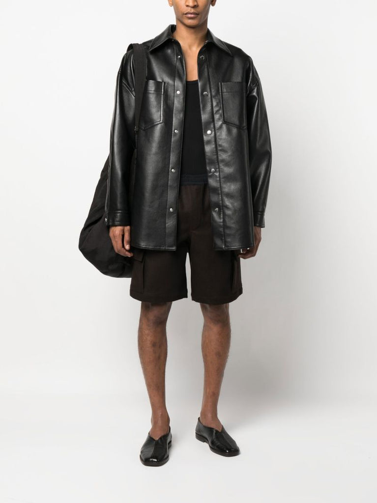 Black Faux Leather Shirt