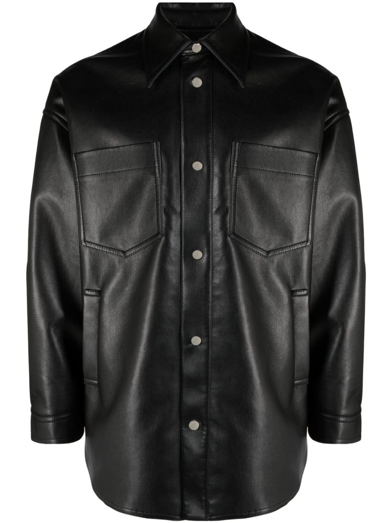 Black Faux Leather Shirt