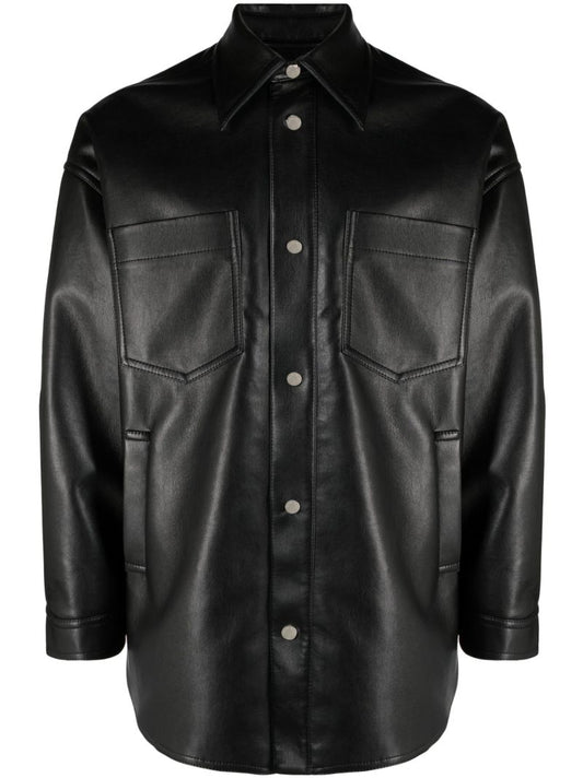 Black Faux Leather Shirt