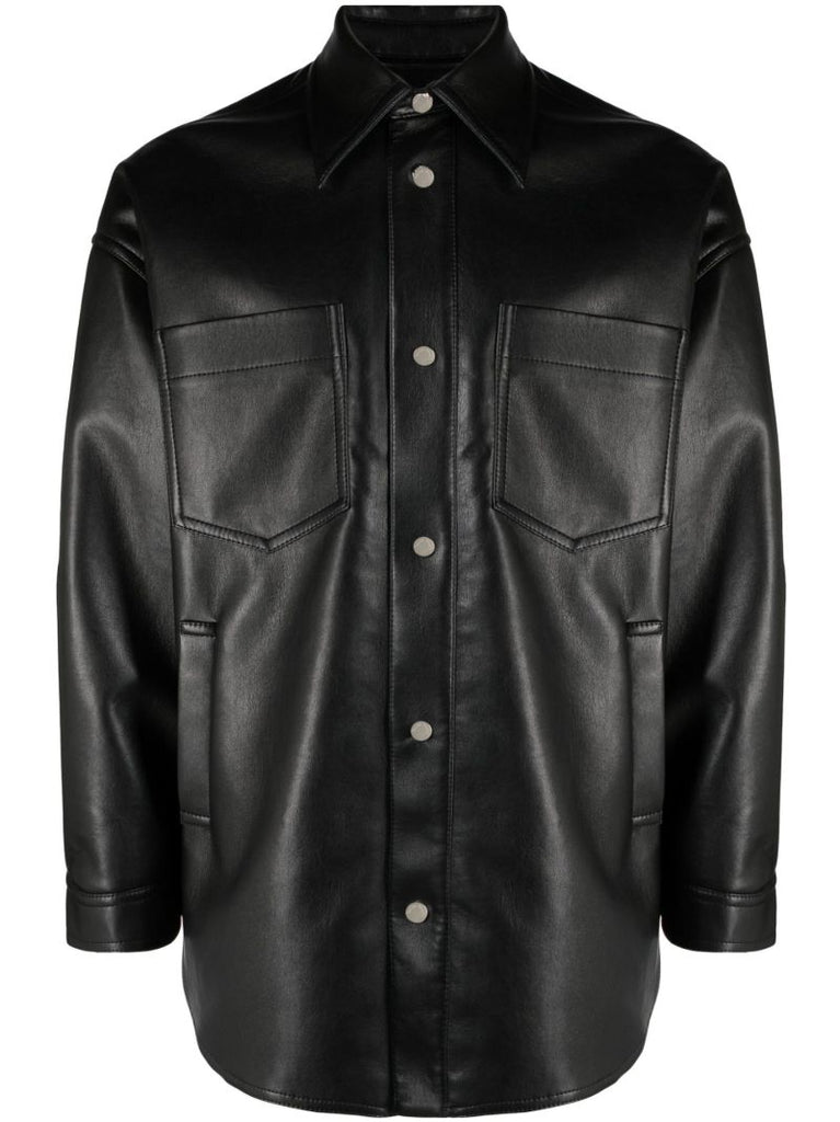 Black Faux Leather Shirt