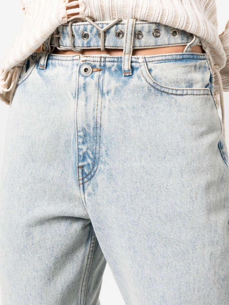 Blue Y Belt Wide Leg Jeans