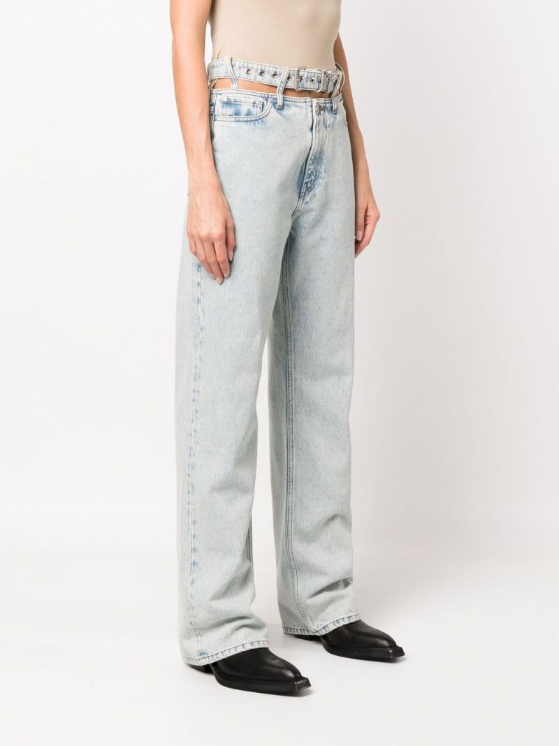 Blue Y Belt Wide Leg Jeans
